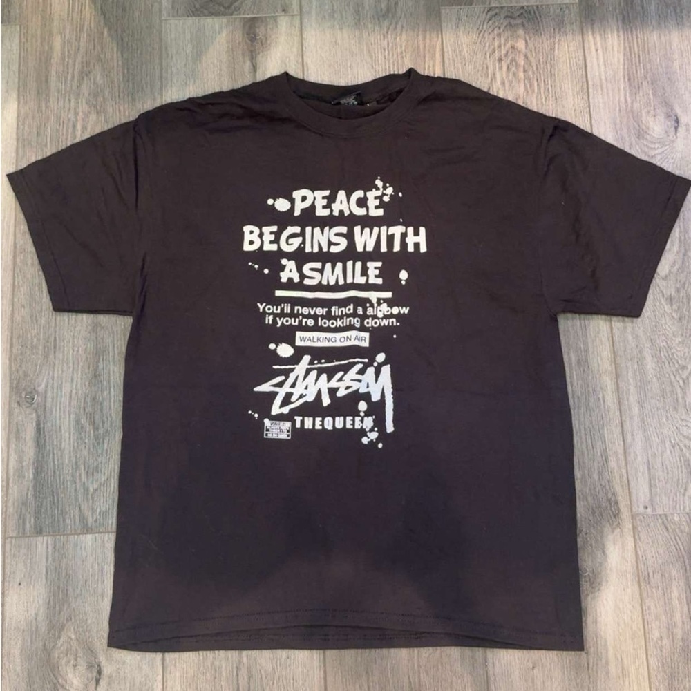 Stussy Black Short Sleeve Tee with Bold Graphics